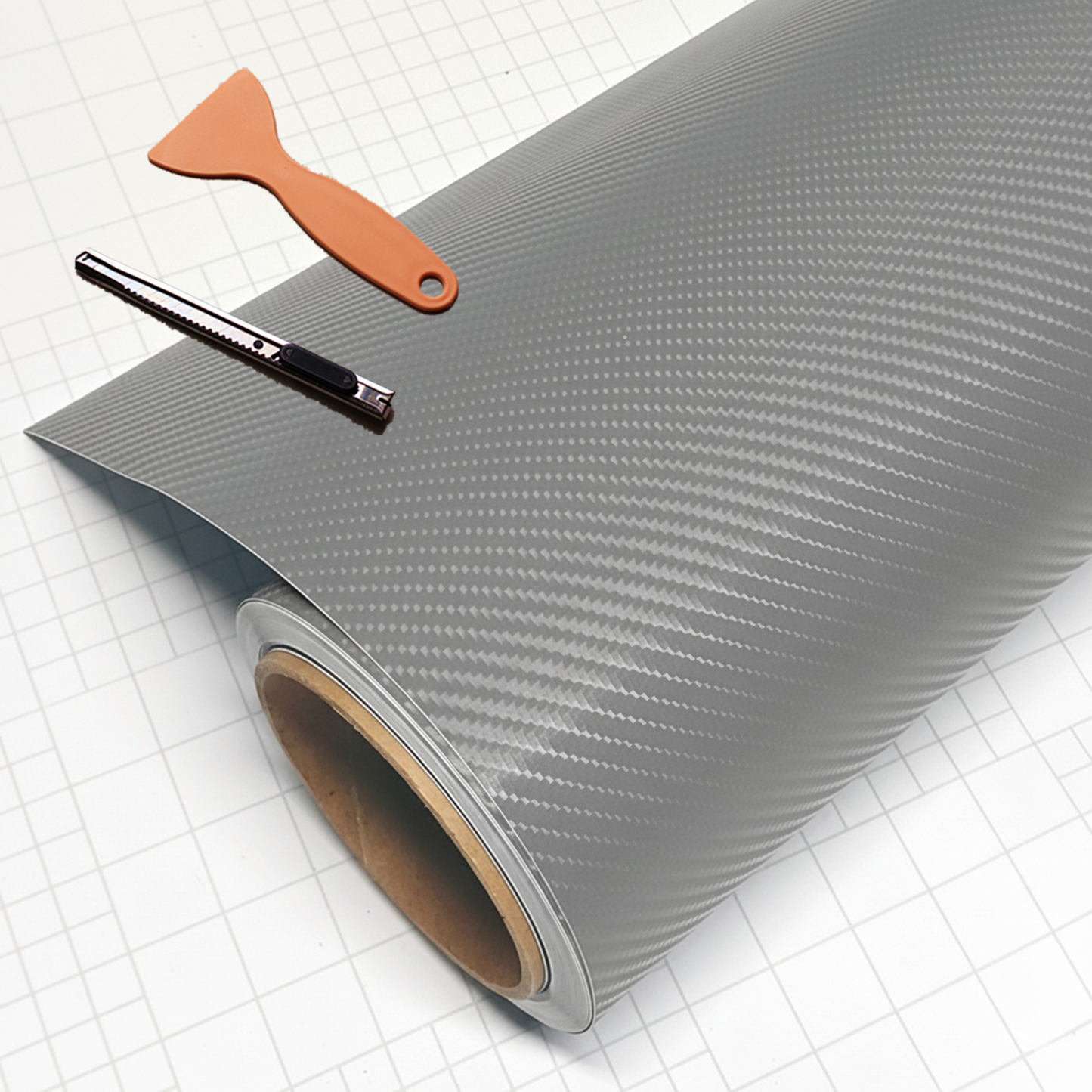 DIYAH 4D Gray Carbon Fiber Vinyl Wrap – Air Release Bubble-Free Film Roll + Free Hand Tool