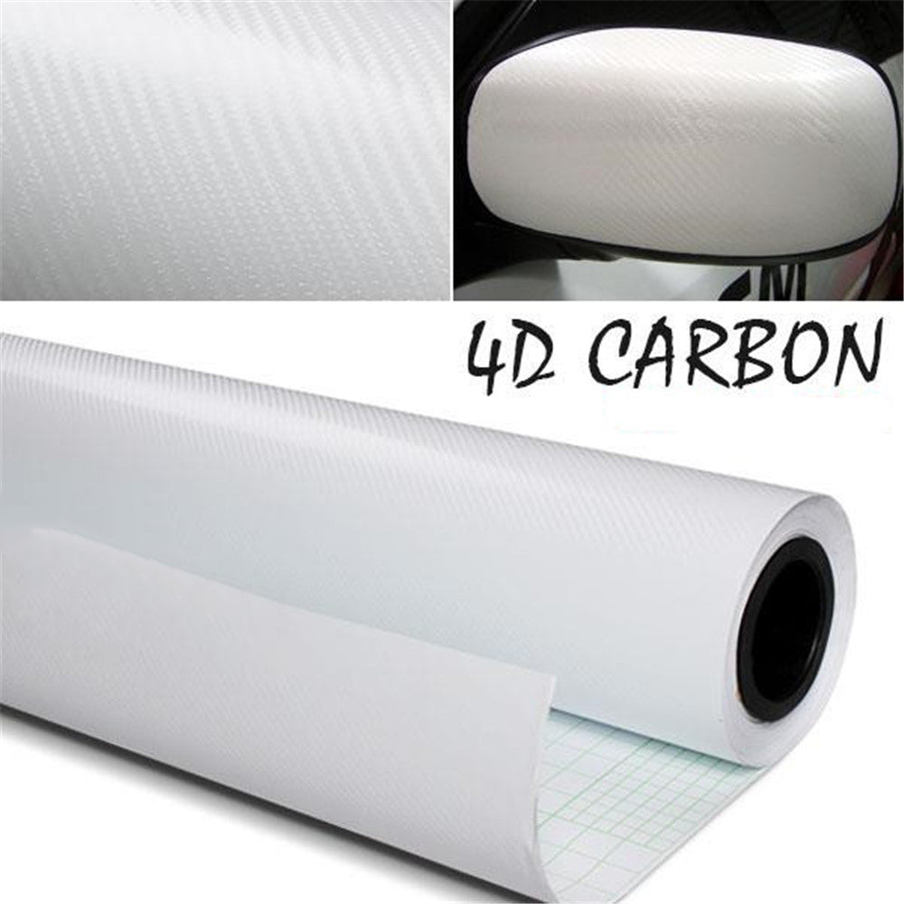 DIYAH 4D White Carbon Fiber Vinyl Wrap – Air Release Bubble-Free Film Roll