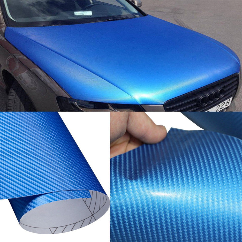 DIYAH 4D Blue Carbon Fiber Vinyl Wrap – Air Release Bubble-Free Film Roll