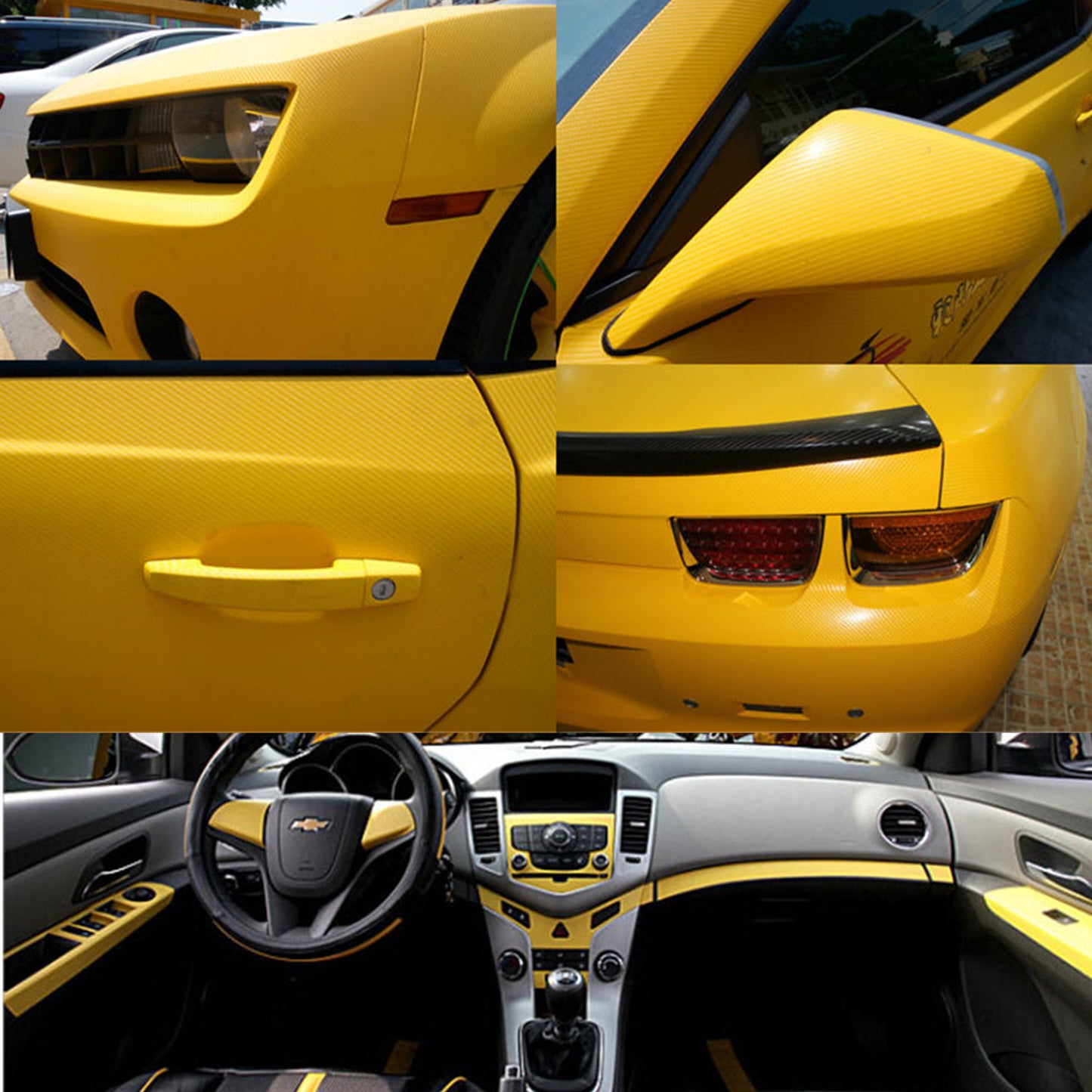 DIYAH 3D Yellow Carbon Fiber Vinyl Wrap – Twill Weave Film Roll for Cars, DIY & Decals