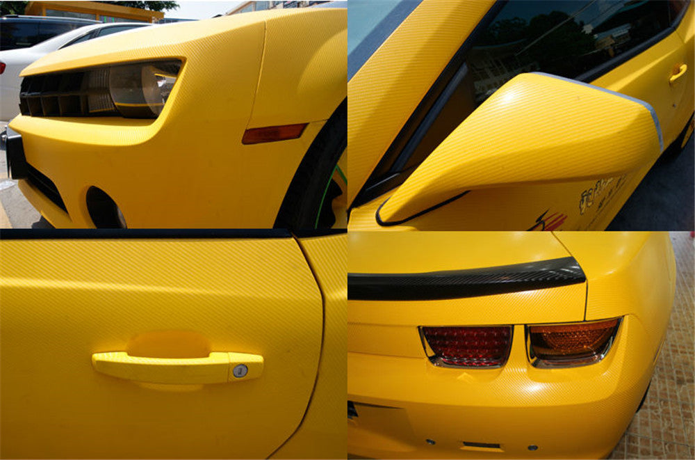 DIYAH 4D Yellow Carbon Fiber Vinyl Wrap – Air Release Bubble-Free Film Roll