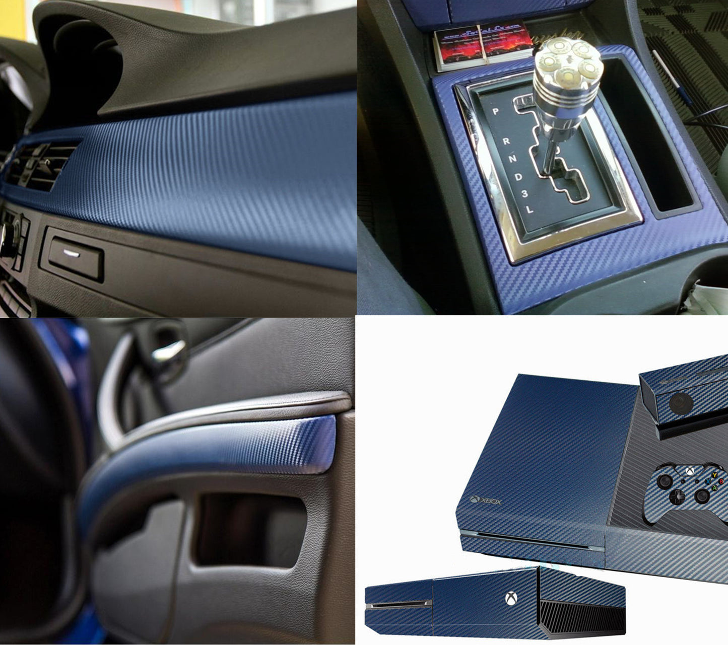 DIYAH 3D Blue Carbon Fiber Vinyl Wrap – Twill Weave Film Roll + Free Hand Tool