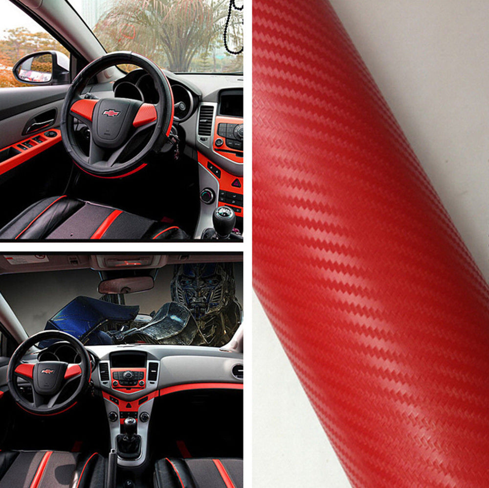 DIYAH 3D Red Carbon Fiber Vinyl Wrap – Twill Weave Film Roll for Cars, DIY & Decals