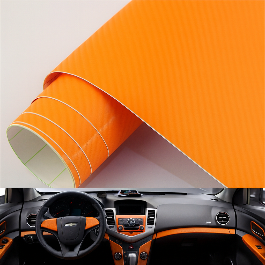 DIYAH 4D Orange Carbon Fiber Vinyl Wrap – Air Release Bubble-Free Film Roll