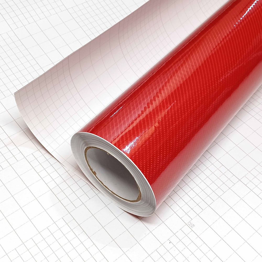 DIYAH 6D High Gloss Red Carbon Fiber Vinyl Wrap Film, Bubble-Free