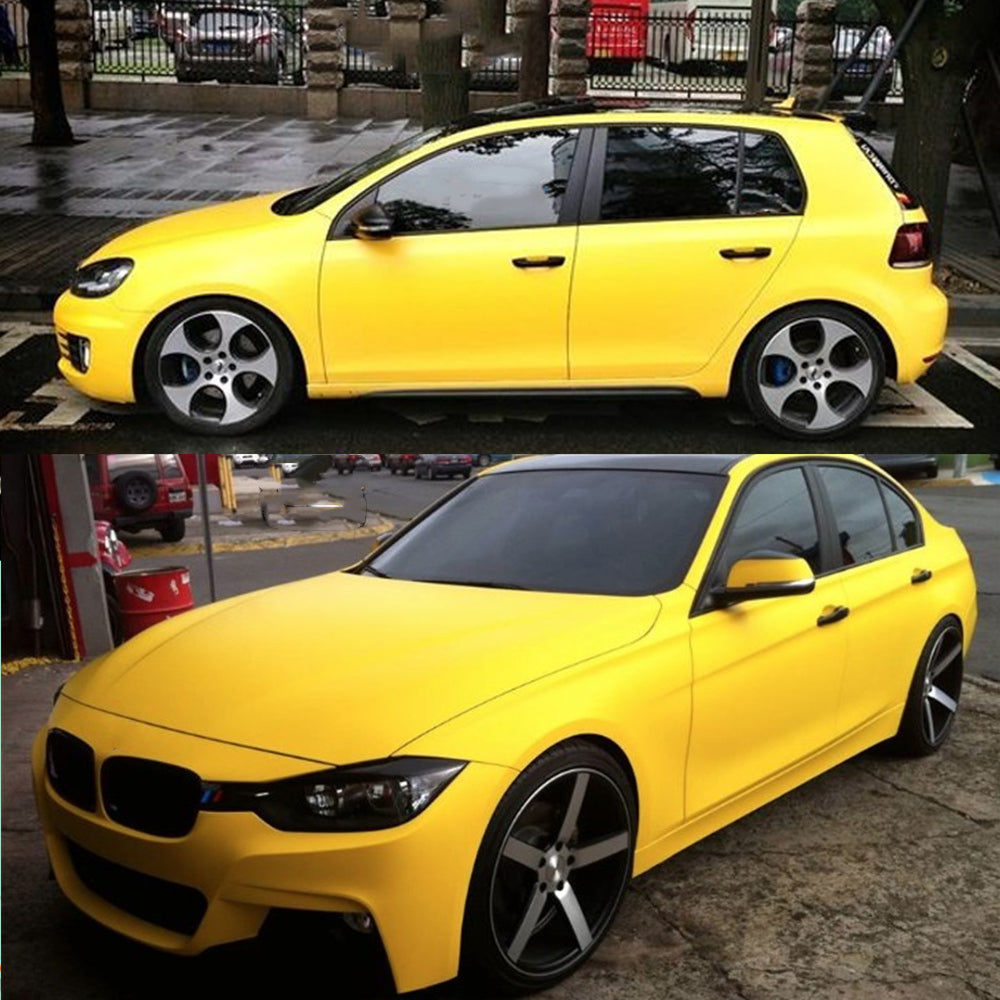 DIYAH Matte Yellow Vinyl Car Wrap - Air Release & Bubble-Free Film