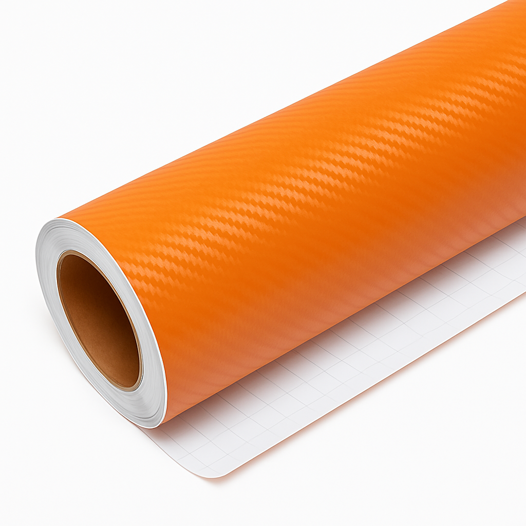 DIYAH 3D Orange Carbon Fiber Vinyl Wrap – Twill Weave Film Roll for Cars, DIY & Decals
