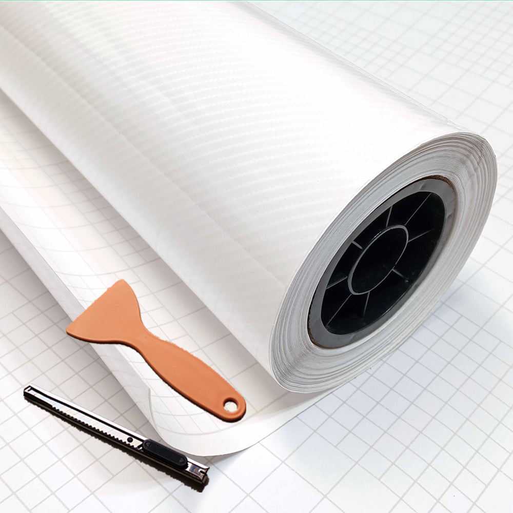 DIYAH 6D High Gloss White Carbon Fiber Vinyl Wrap Film, Bubble-Free + Tools