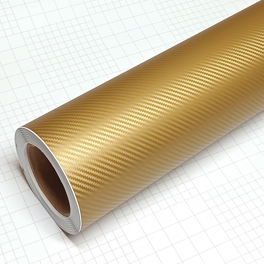 DIYAH 3D Golden Carbon Fiber Vinyl Wrap – Twill Weave Film Roll for Cars, DIY & Decals