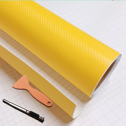 DIYAH 3D Yellow Carbon Fiber Vinyl Wrap – Twill Weave Film Roll + Free Hand Tool