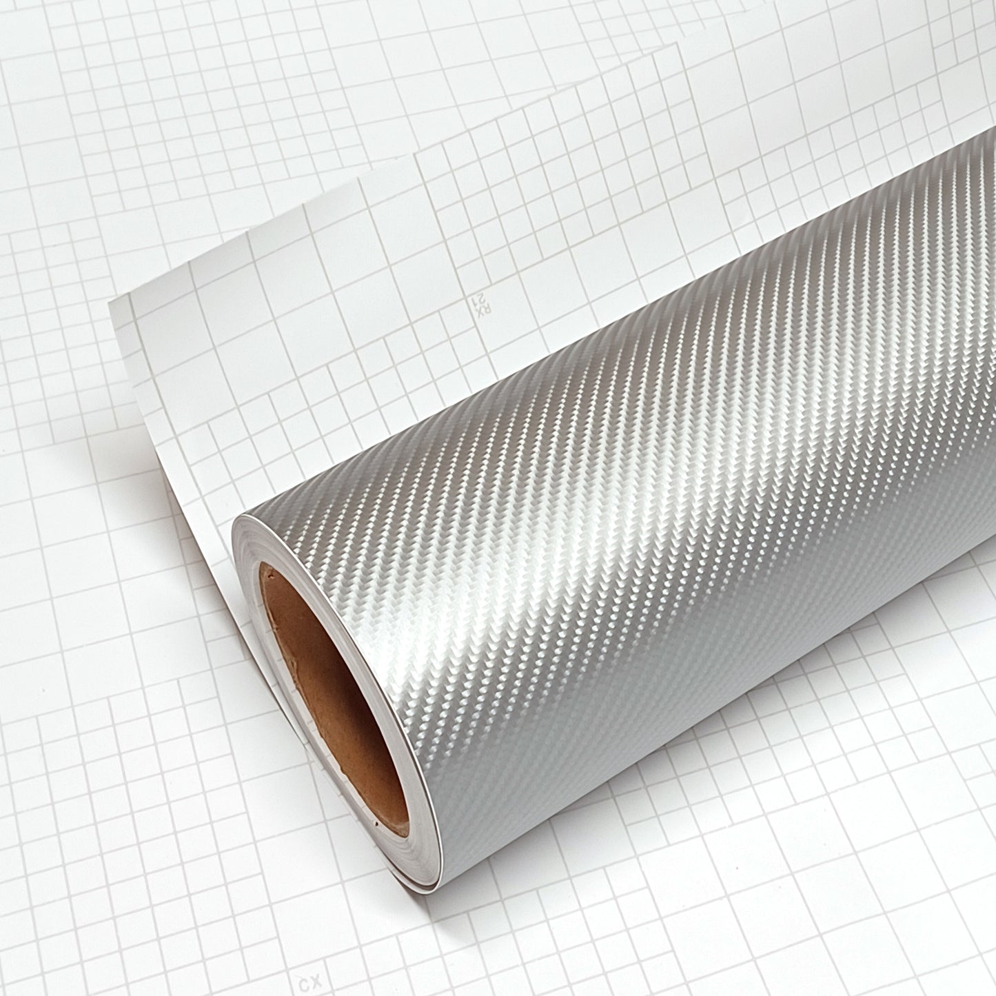 DIYAH 4D Silver Carbon Fiber Vinyl Wrap – Air Release Bubble-Free Film Roll