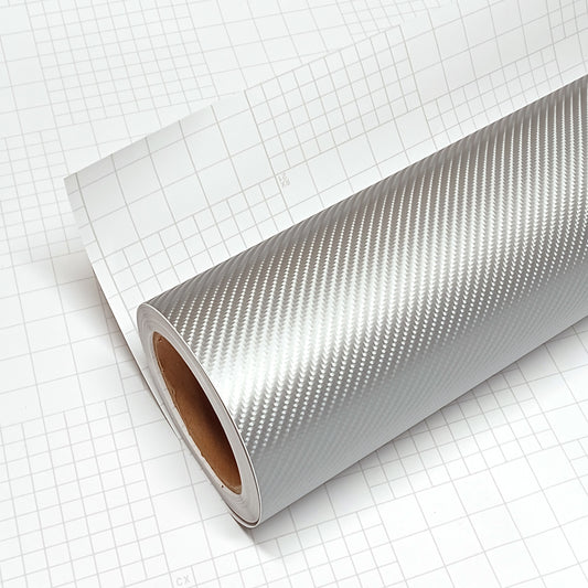DIYAH 4D Silver Carbon Fiber Vinyl Wrap – Air Release Bubble-Free Film Roll