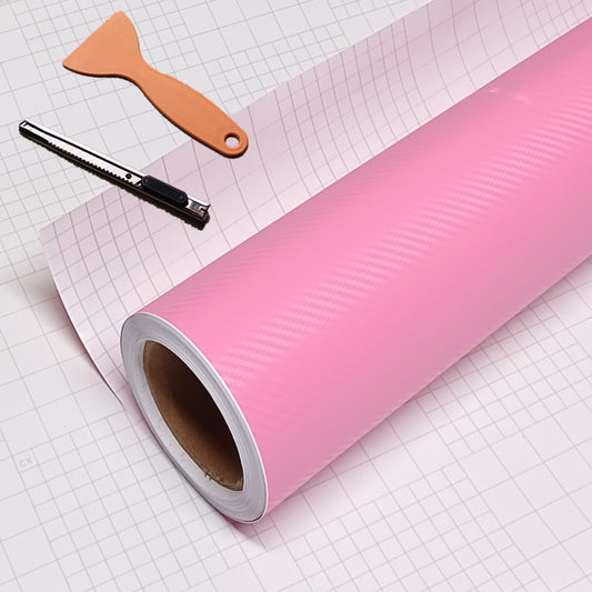 DIYAH 3D Pink Carbon Fiber Vinyl Wrap – Twill Weave Film Roll + Free Hand Tool