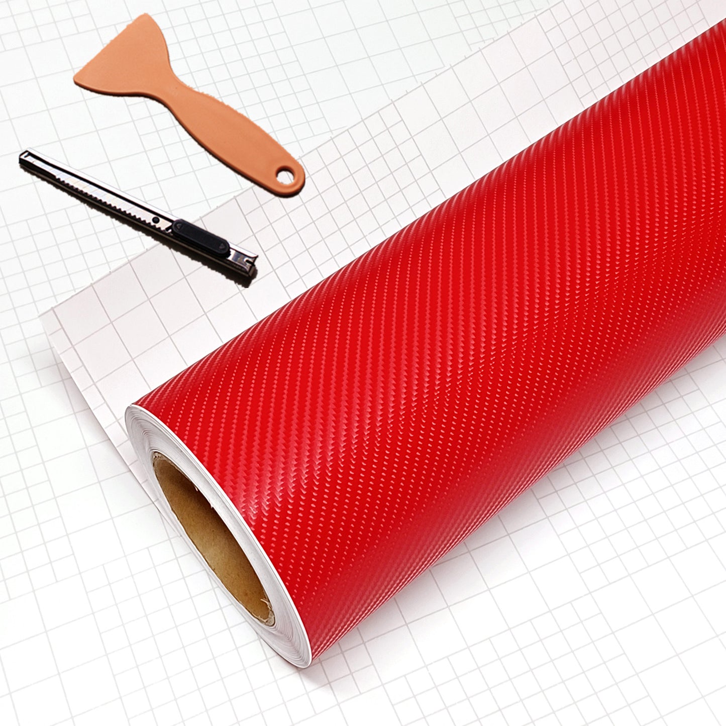 DIYAH 4D Red Carbon Fiber Vinyl Wrap – Air Release Bubble-Free Film Roll + Free Hand Tool
