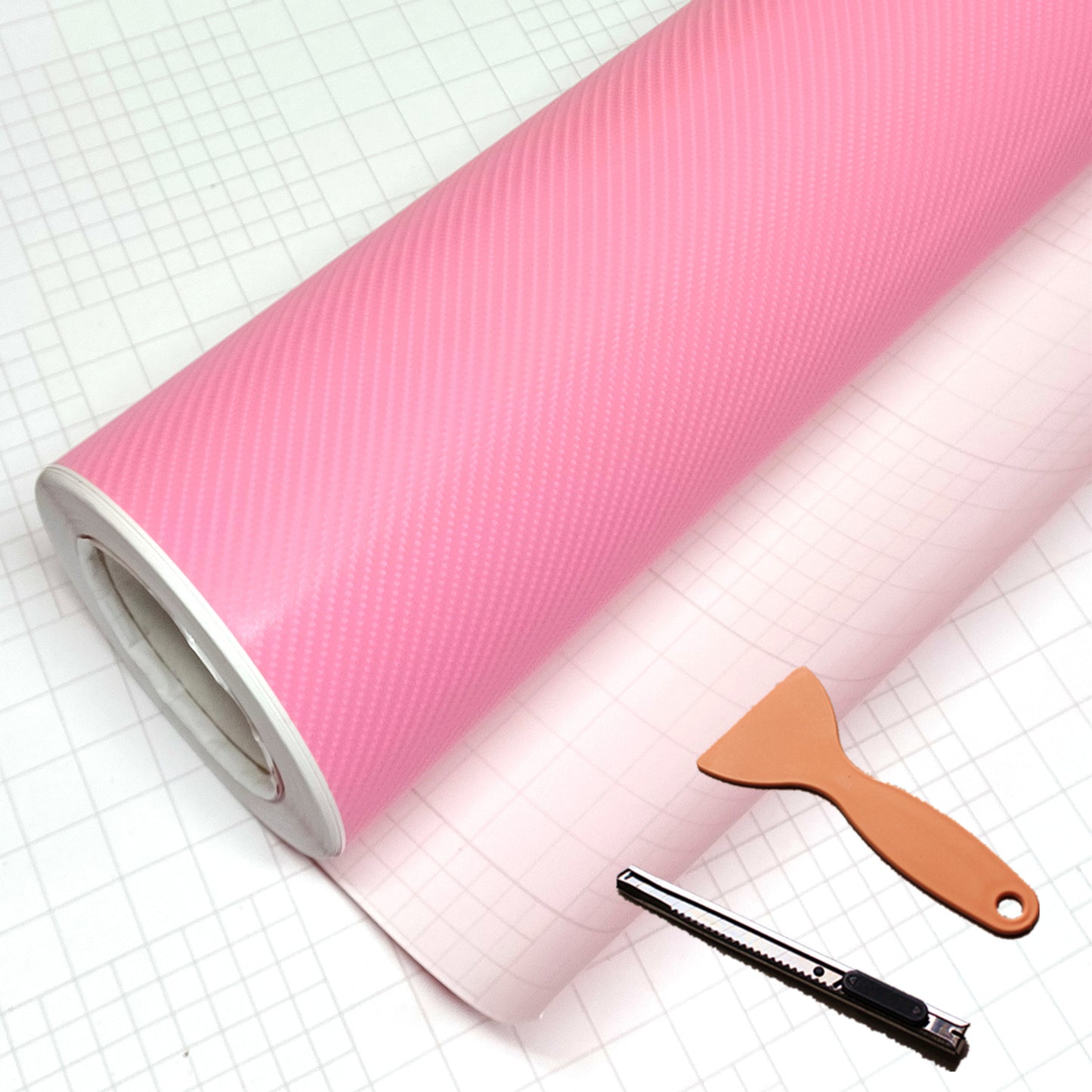 DIYAH 4D Pink Carbon Fiber Vinyl Wrap – Air Release Bubble-Free Film Roll + Free Hand Tool