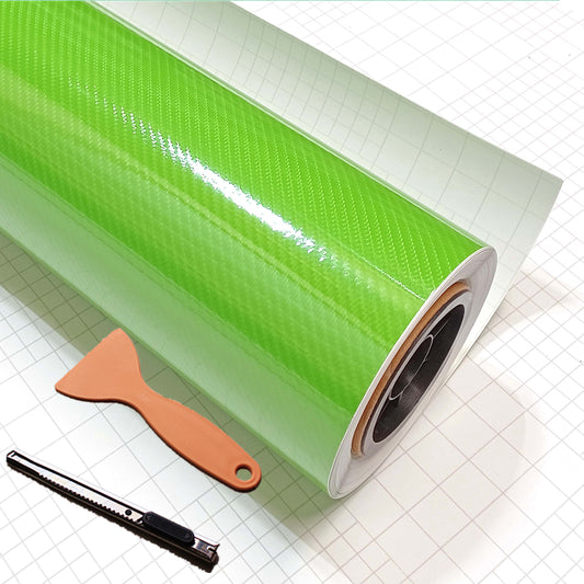 DIYAH 6D High Gloss Green Carbon Fiber Vinyl Wrap Film, Bubble-Free + Tools
