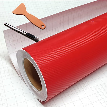DIYAH 3D Red Carbon Fiber Vinyl Wrap – Twill Weave Film Roll + Free Hand Tool