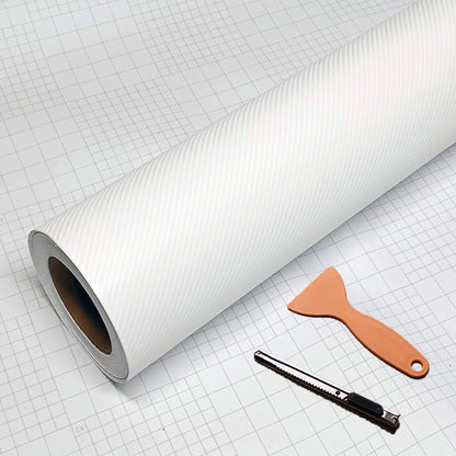 DIYAH 4D White Carbon Fiber Vinyl Wrap – Air Release Bubble-Free Film Roll + Free Hand Tool