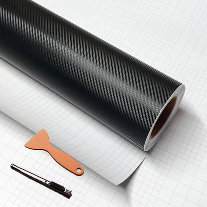 DIYAH 3D Black Carbon Fiber Vinyl Wrap – 5FT Twill Weave Film Roll + Free Hand Tool