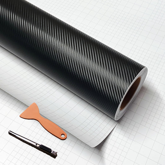 DIYAH 3D Black Carbon Fiber Vinyl Wrap – 5FT Twill Weave Film Roll + Free Hand Tool