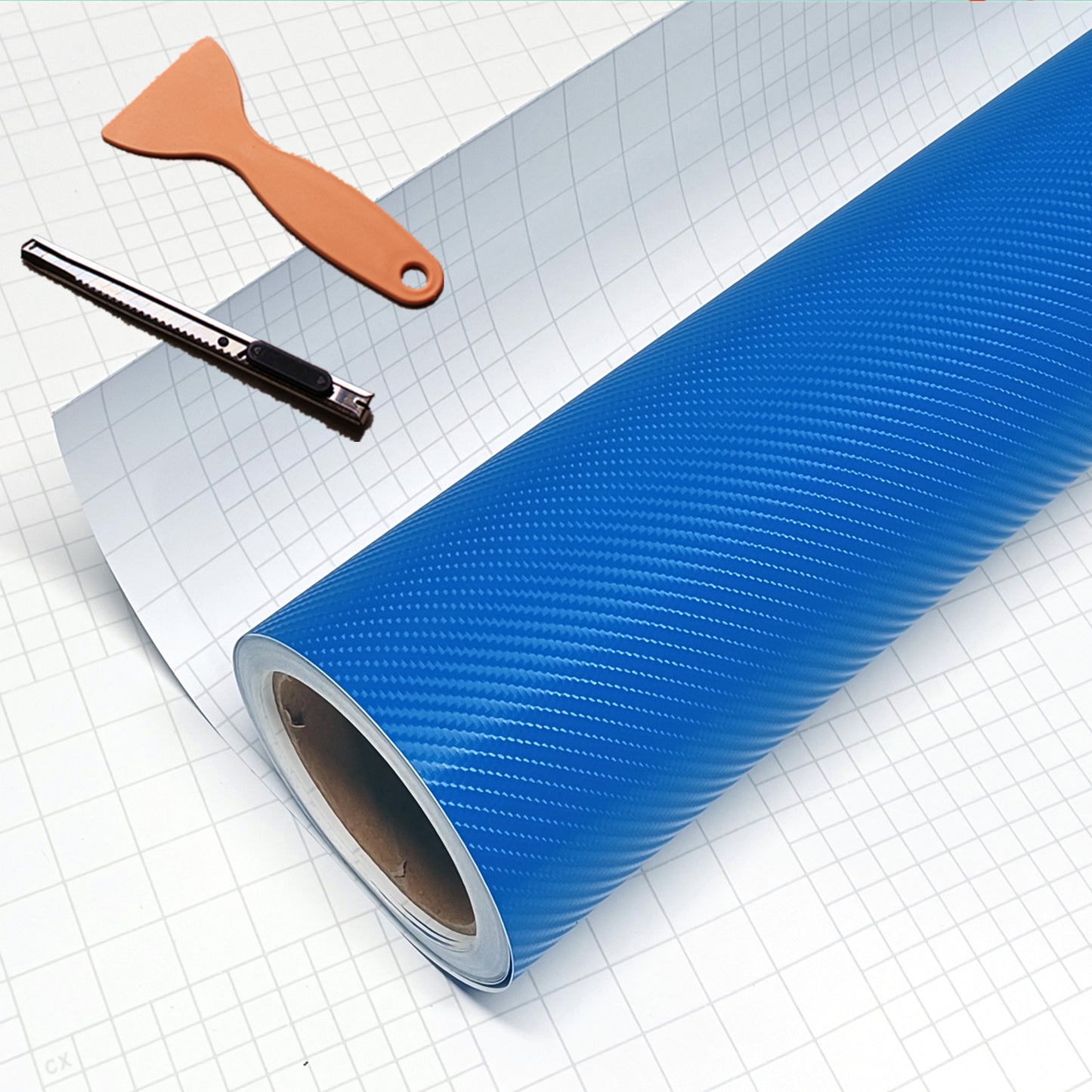 DIYAH 4D Blue Carbon Fiber Vinyl Wrap – Air Release Bubble-Free Film Roll + Free Hand Tool