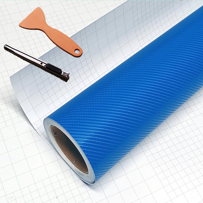 DIYAH 4D Blue Carbon Fiber Vinyl Wrap – Air Release Bubble-Free Film Roll + Free Hand Tool