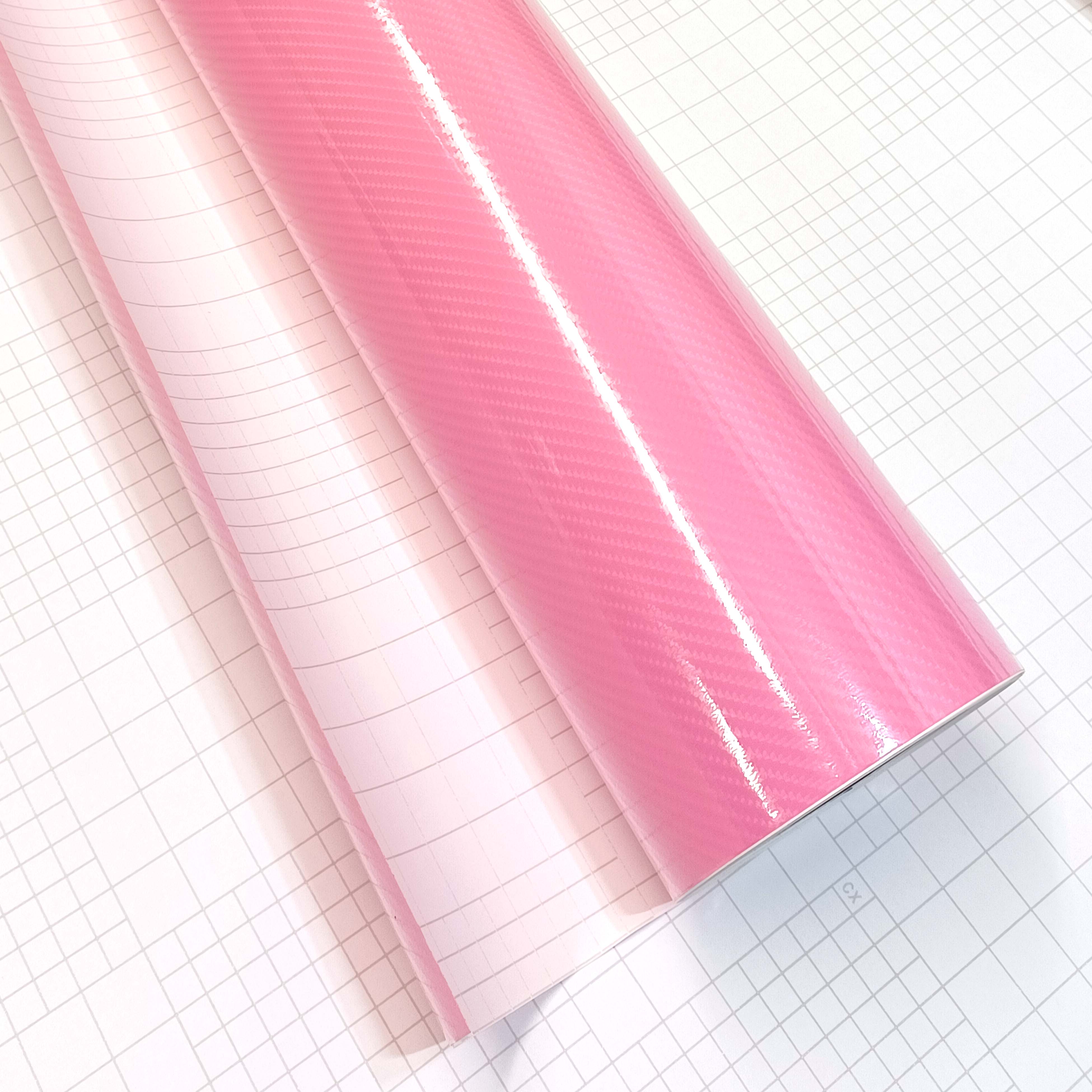 DIYAH 6D High Gloss Pink Carbon Fiber Vinyl Wrap Film, Bubble-Free