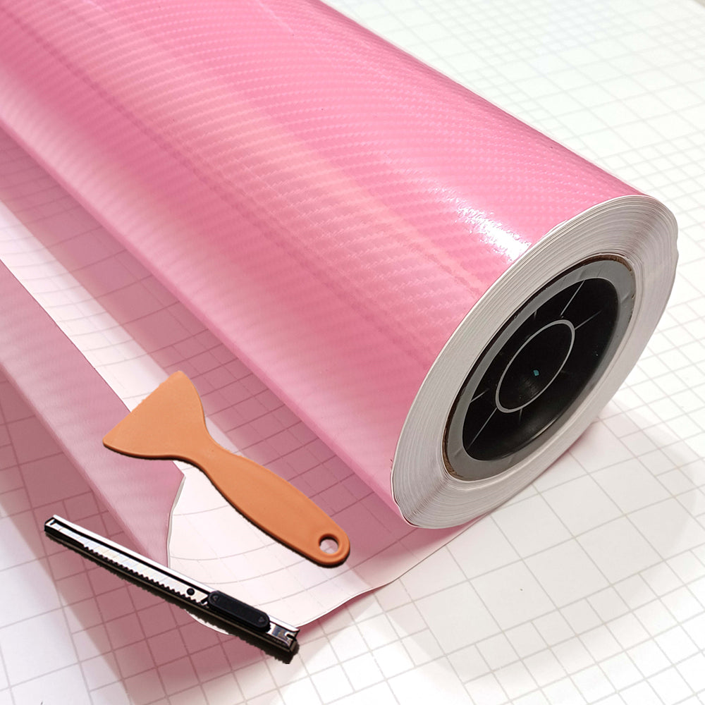 DIYAH 6D High Gloss Pink Carbon Fiber Vinyl Wrap Film, Bubble-Free + Tools