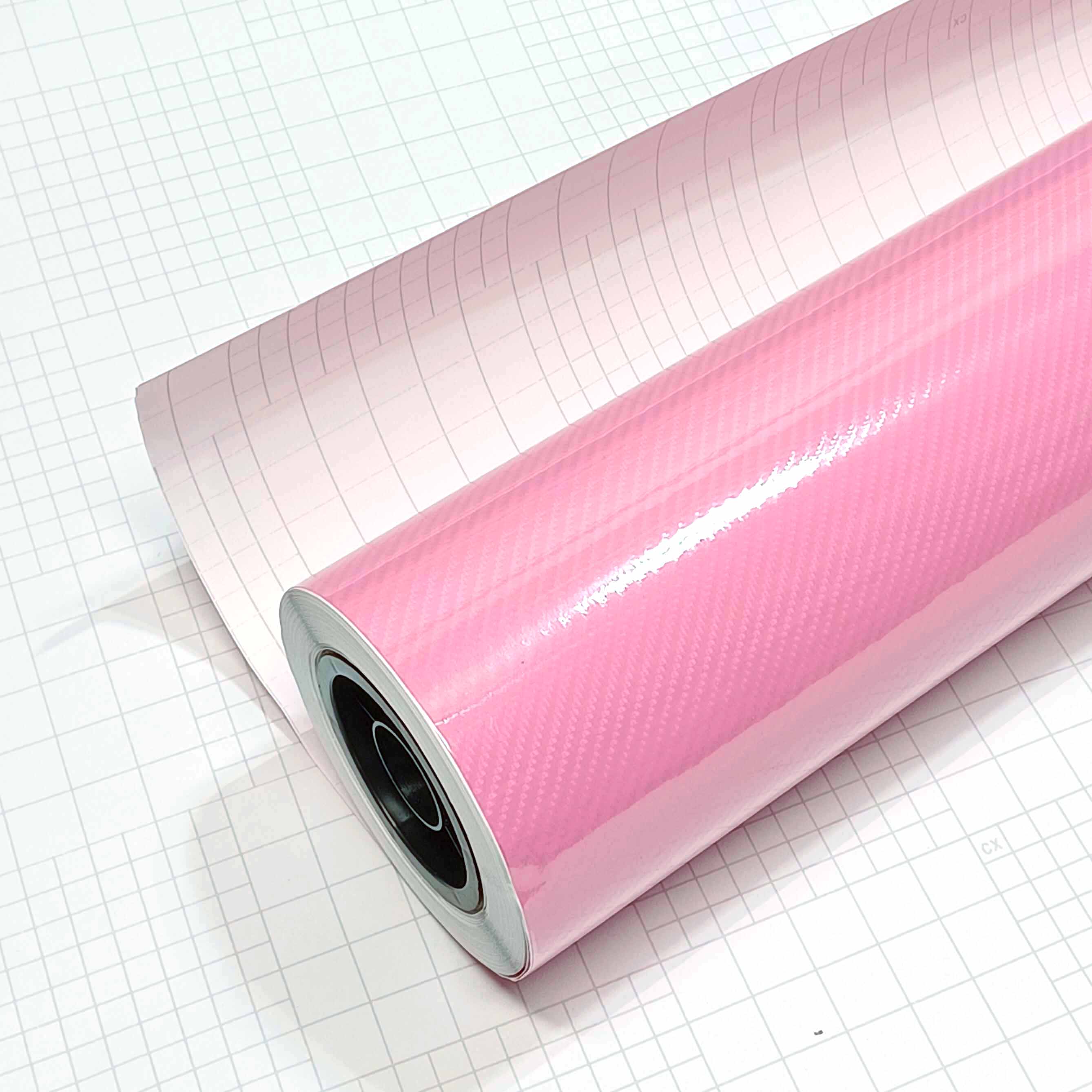 DIYAH 6D High Gloss Pink Carbon Fiber Vinyl Wrap Film, Bubble-Free