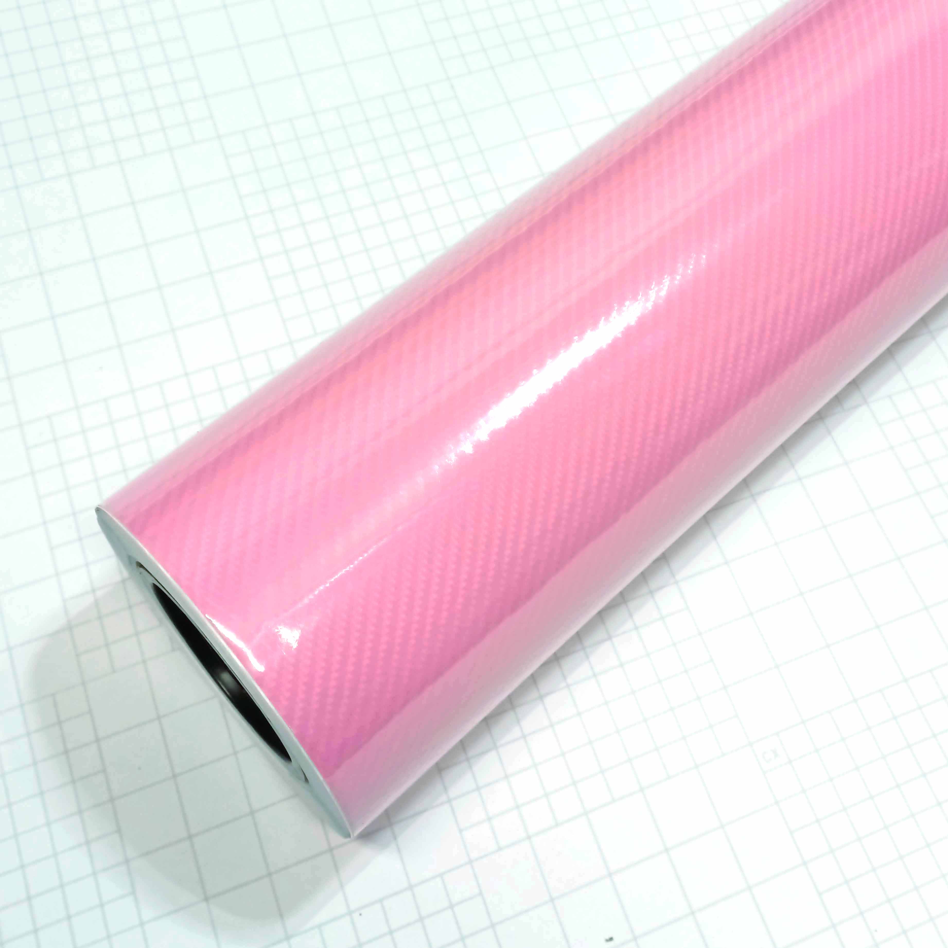 DIYAH 6D High Gloss Pink Carbon Fiber Vinyl Wrap Film, Bubble-Free