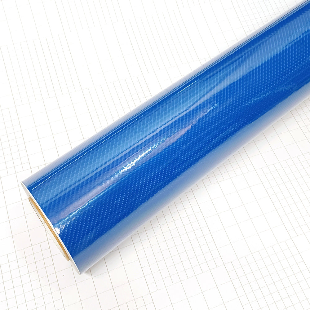 DIYAH 6D High Gloss Blue Carbon Fiber Vinyl Wrap Film, Bubble-Free + Tools