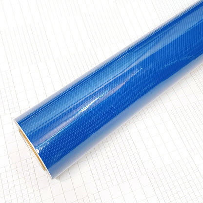 DIYAH 6D High Gloss Blue Carbon Fiber Vinyl Wrap Film, Bubble-Free + Tools