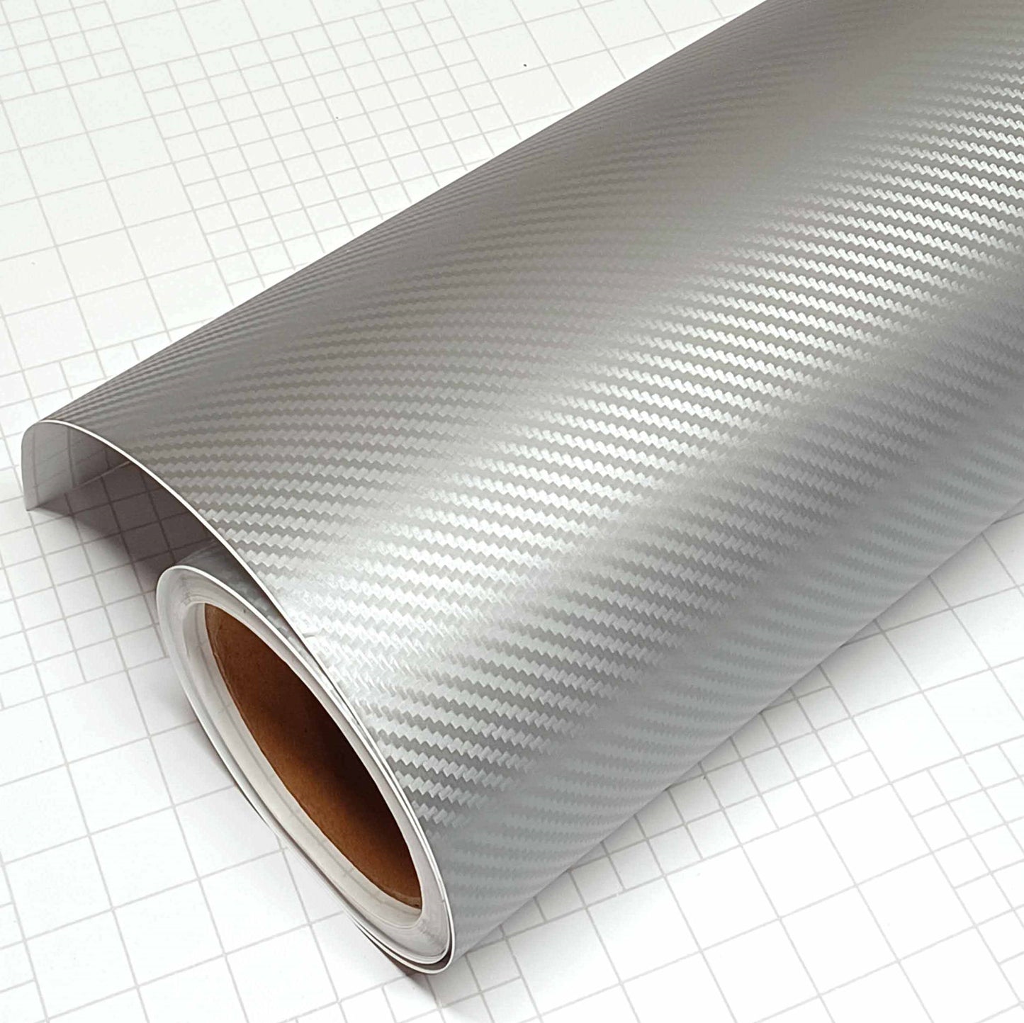 DIYAH 3D Silver Carbon Fiber Vinyl Wrap – Twill Weave Film Roll for Cars, DIY & Decals