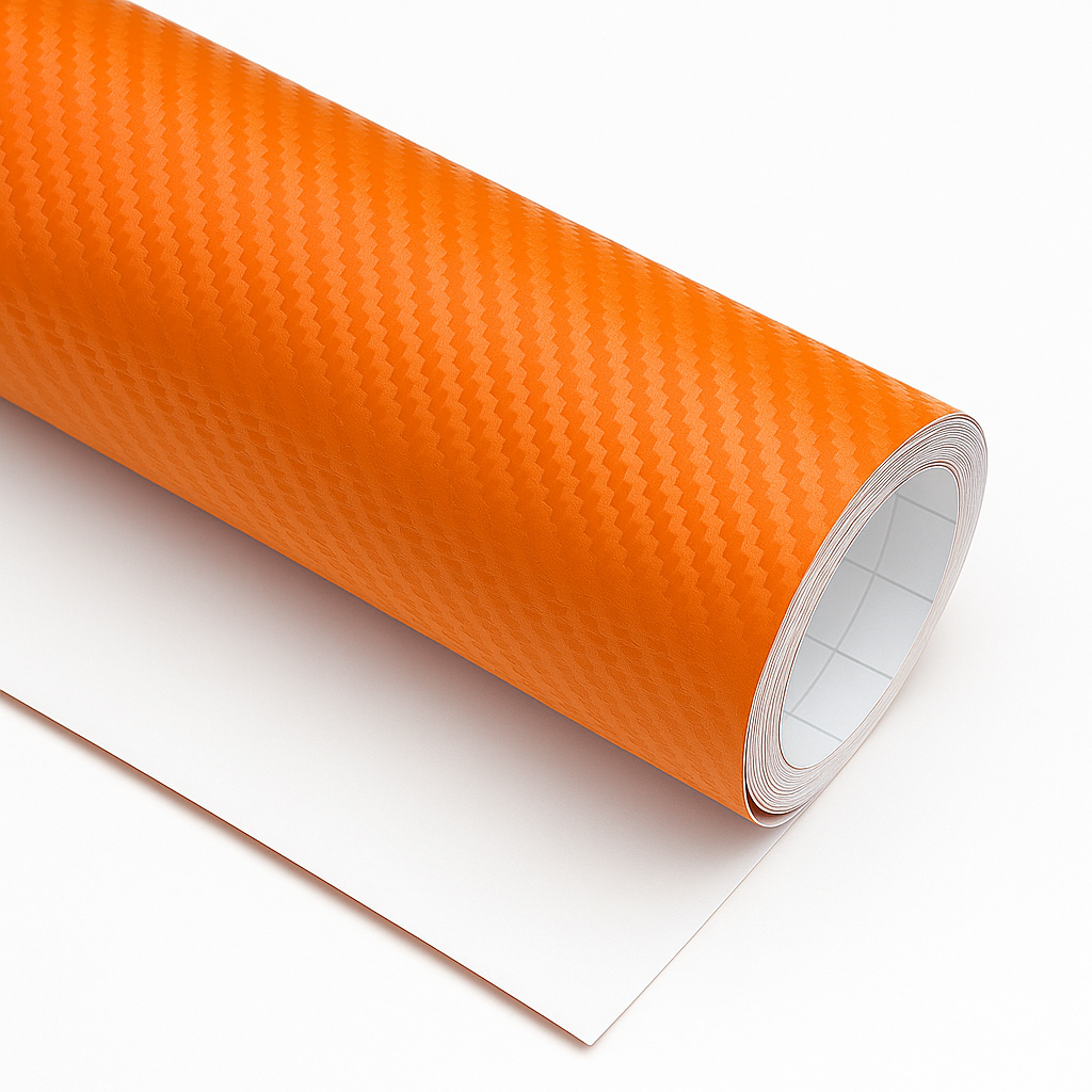 DIYAH 3D Orange Carbon Fiber Vinyl Wrap – Twill Weave Film Roll + Free Hand Tool