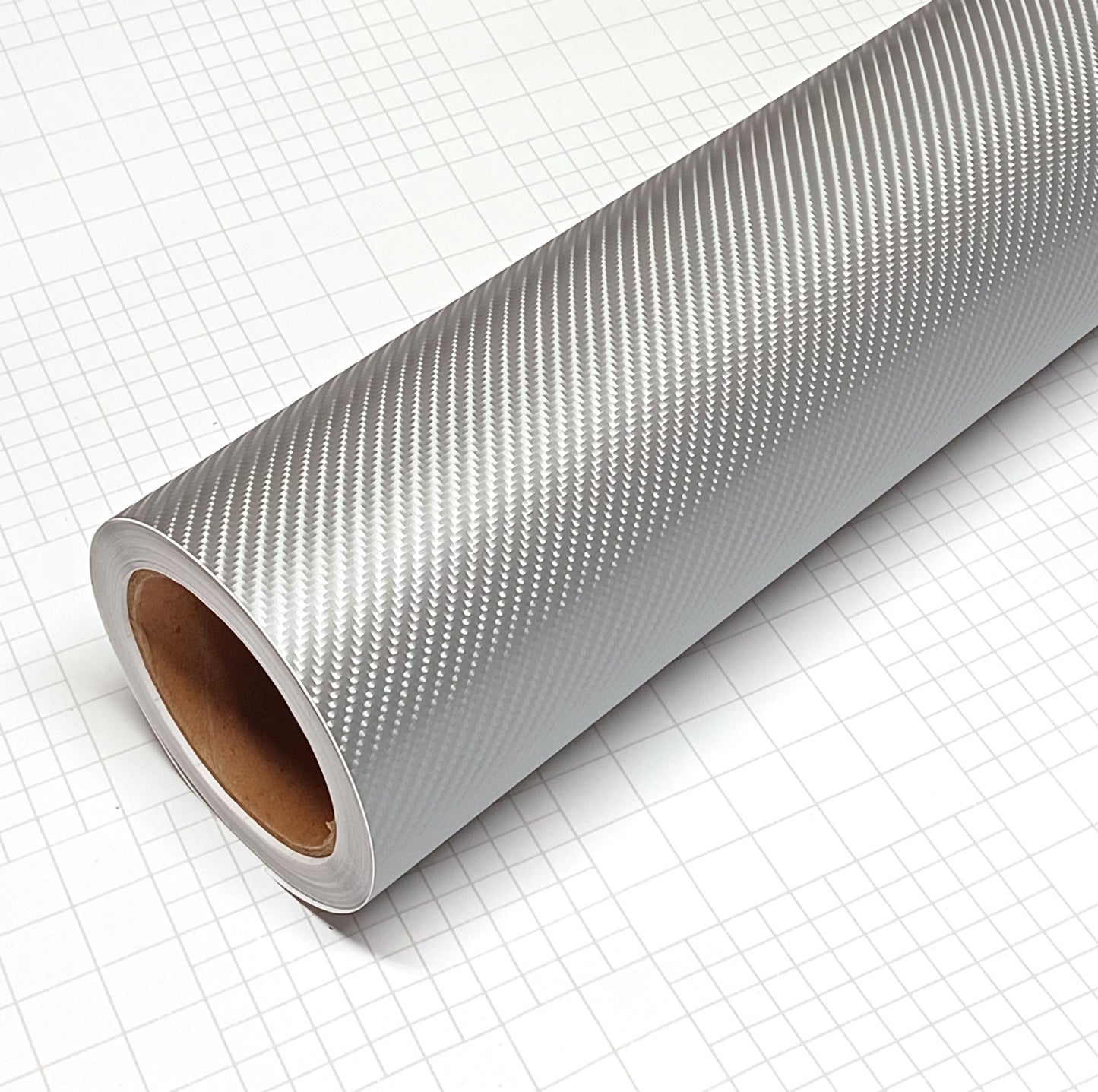 DIYAH 4D Silver Carbon Fiber Vinyl Wrap – Air Release Bubble-Free Film Roll