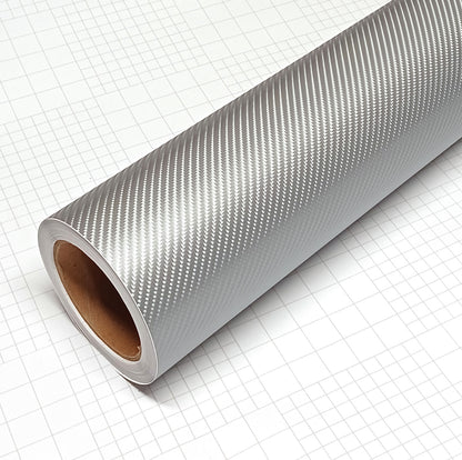 DIYAH 4D Silver Carbon Fiber Vinyl Wrap – Air Release Bubble-Free Film Roll