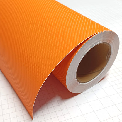 DIYAH 4D Orange Carbon Fiber Vinyl Wrap – Air Release Bubble-Free Film Roll + Free Hand Tool