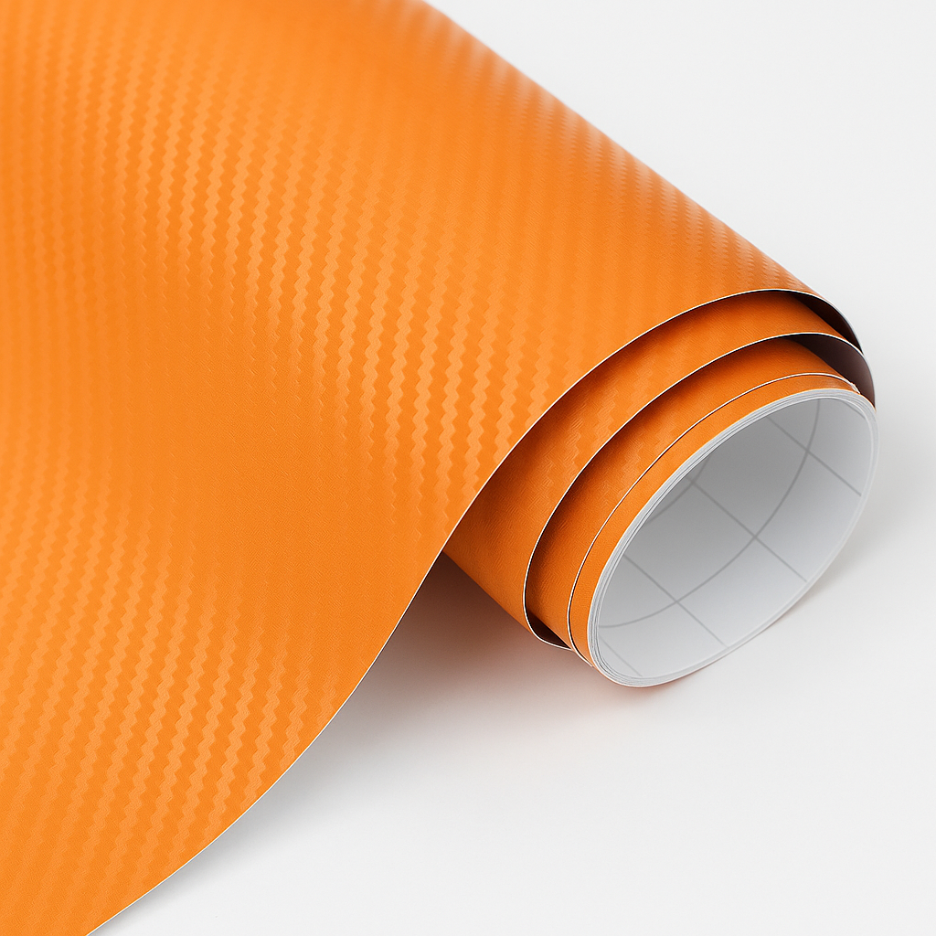 DIYAH 3D Orange Carbon Fiber Vinyl Wrap – Twill Weave Film Roll for Cars, DIY & Decals