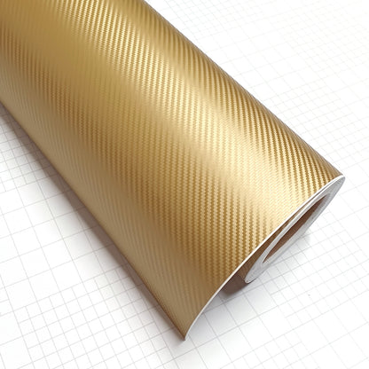 DIYAH 3D Golden Carbon Fiber Vinyl Wrap – Twill Weave Film Roll + Free Hand Tool