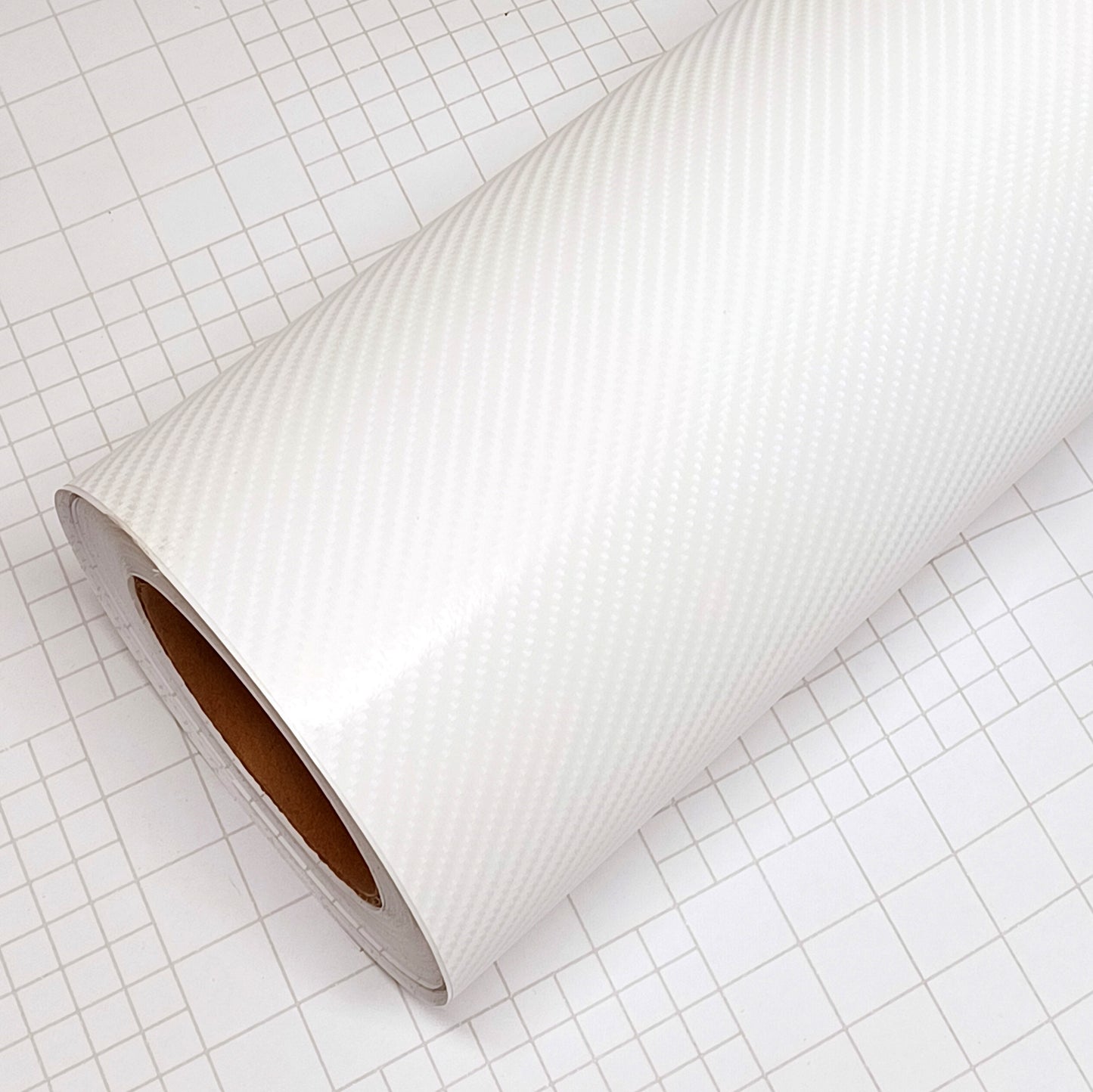 DIYAH 4D White Carbon Fiber Vinyl Wrap – Air Release Bubble-Free Film Roll + Free Hand Tool