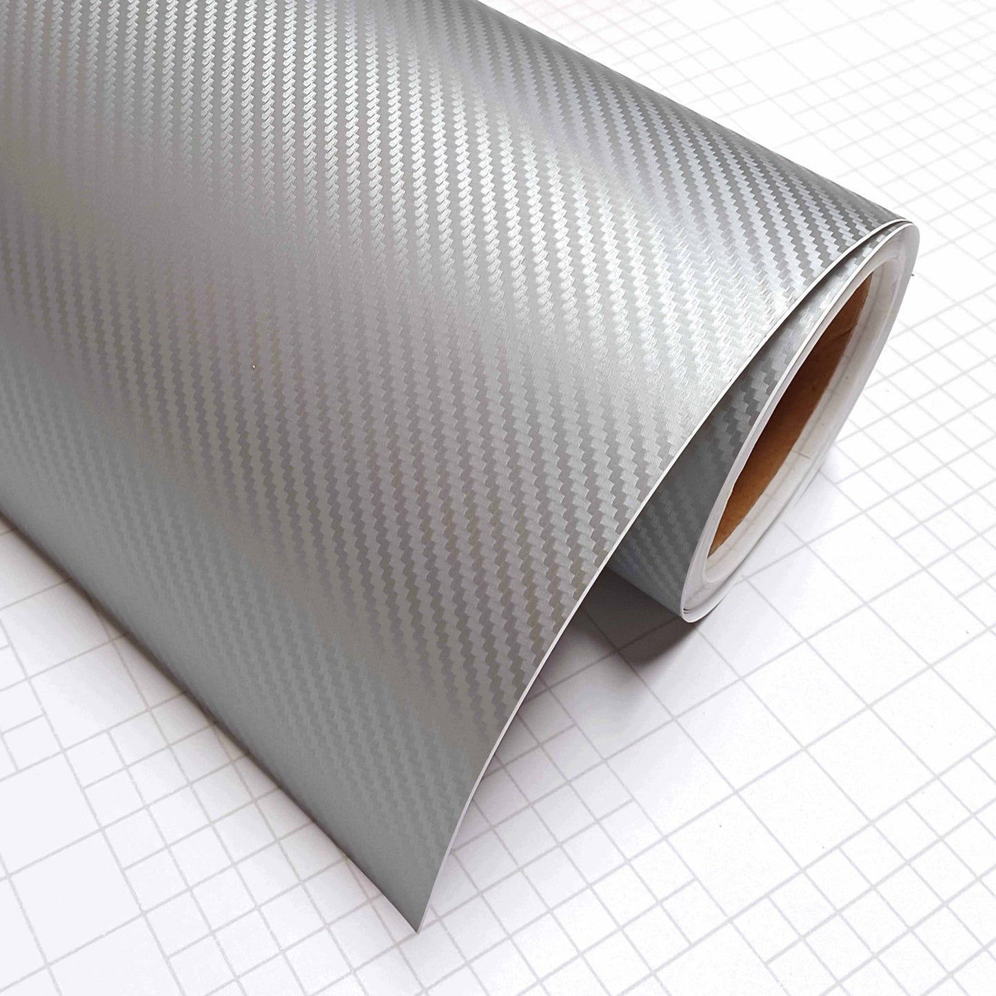 DIYAH 3D Silver Carbon Fiber Vinyl Wrap – Twill Weave Film Roll for Cars, DIY & Decals