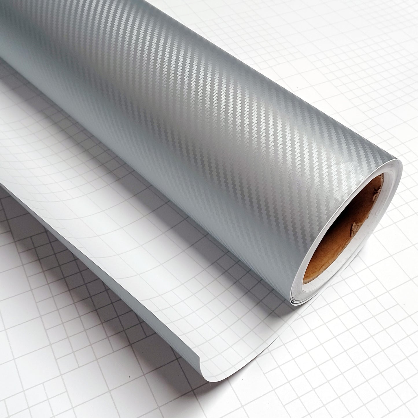 DIYAH 3D Silver Carbon Fiber Vinyl Wrap – Twill Weave Film Roll + Free Hand Tool