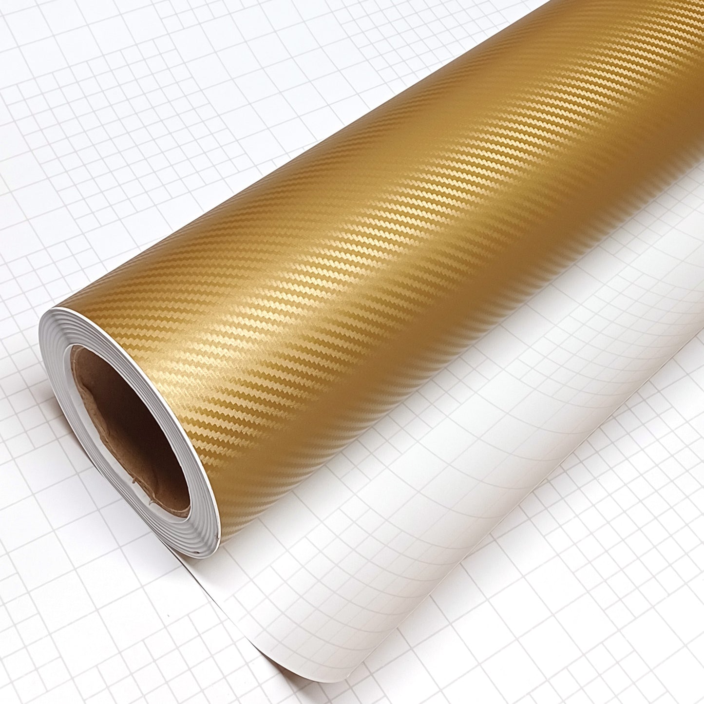 DIYAH 3D Golden Carbon Fiber Vinyl Wrap – Twill Weave Film Roll + Free Hand Tool