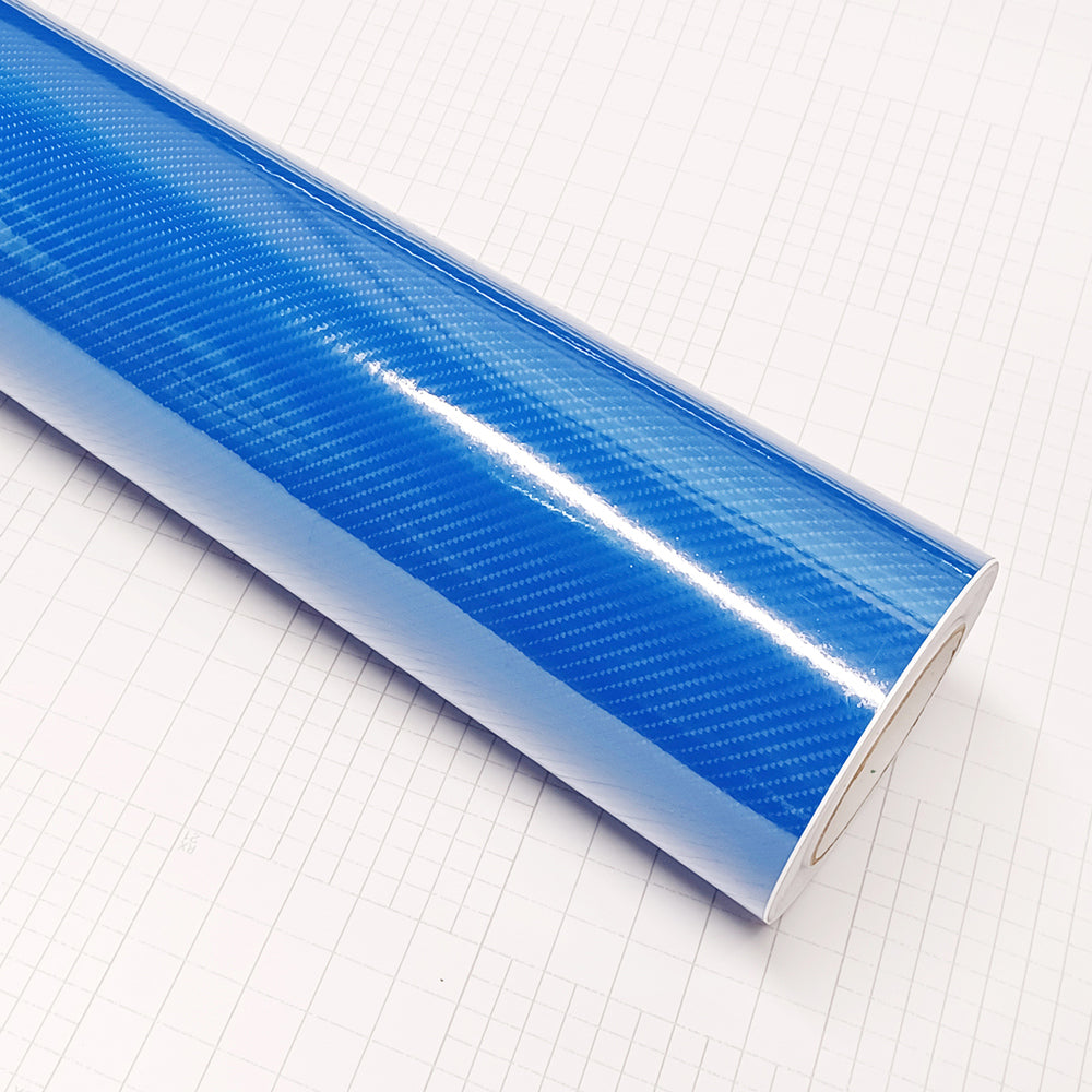 DIYAH 6D High Gloss Blue Carbon Fiber Vinyl Wrap Film, Bubble-Free + Tools