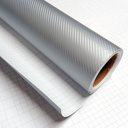 DIYAH 3D Silver Carbon Fiber Vinyl Wrap – Twill Weave Film Roll for Cars, DIY & Decals