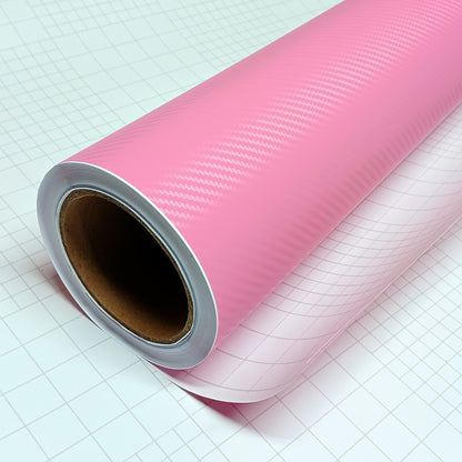 DIYAH 3D Pink Carbon Fiber Vinyl Wrap – Twill Weave Film Roll + Free Hand Tool