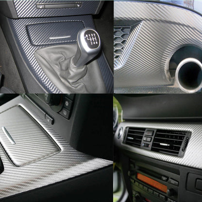 DIYAH 3D Silver Carbon Fiber Vinyl Wrap – Twill Weave Film Roll + Free Hand Tool