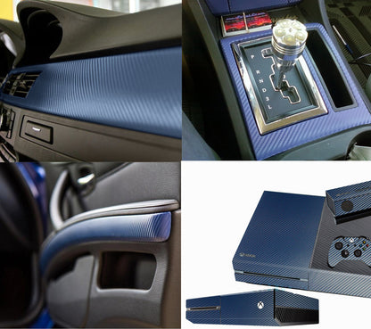 DIYAH 3D Blue Carbon Fiber Vinyl Wrap – Twill Weave Film Roll for Cars, DIY & Decals