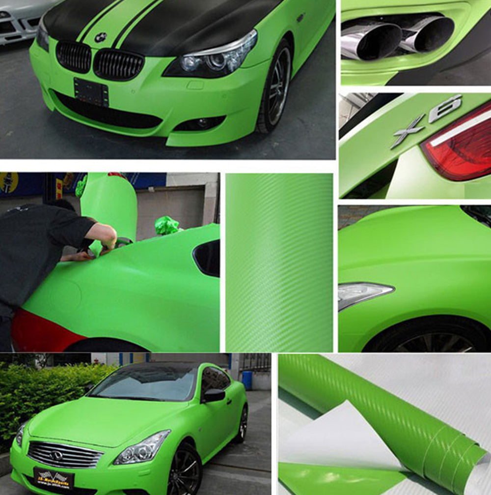DIYAH 3D Green Carbon Fiber Vinyl Wrap – Twill Weave Film Roll for Cars, DIY & Decals