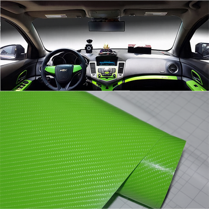 DIYAH 4D Green Carbon Fiber Vinyl Wrap – Air Release Bubble-Free Film Roll + Free Hand Tool